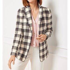 EUC Talbots Lake Tweed Cotton Blend Plaid Blazer 0P